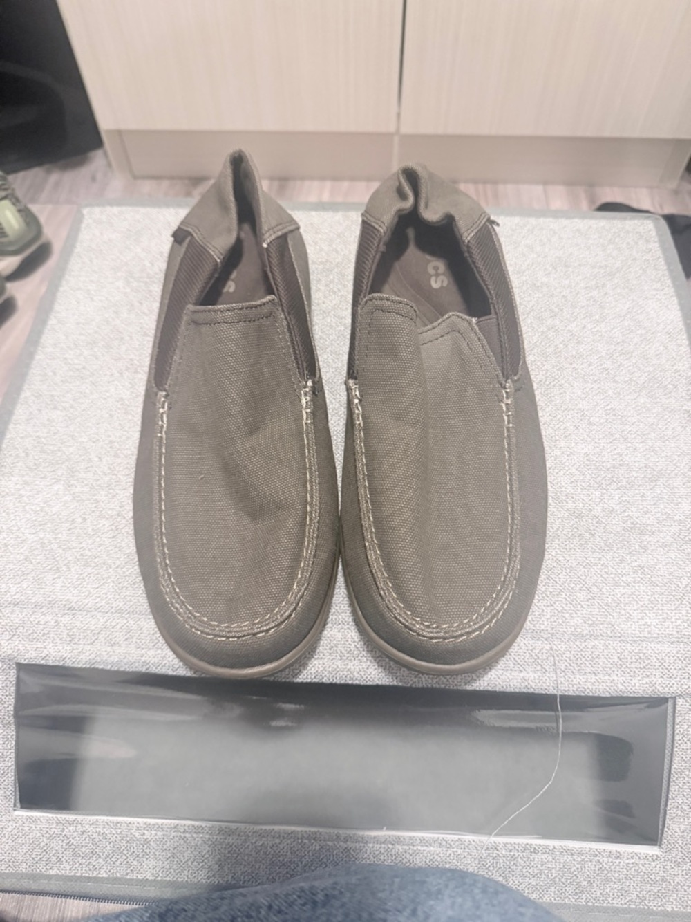 CROCS Men’s Olive Green Canvas Slip-On Loafers